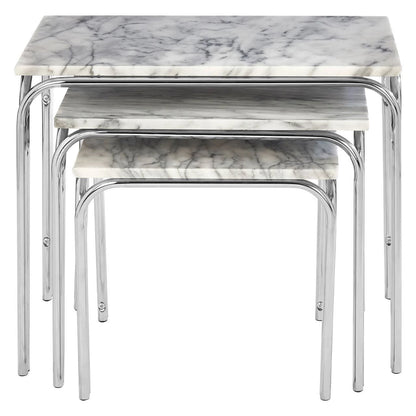 Fulton Marble Nest Of 3 Tables With Chrome Base