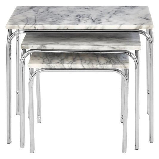 Fulton Marble Nest Of 3 Tables With Chrome Base