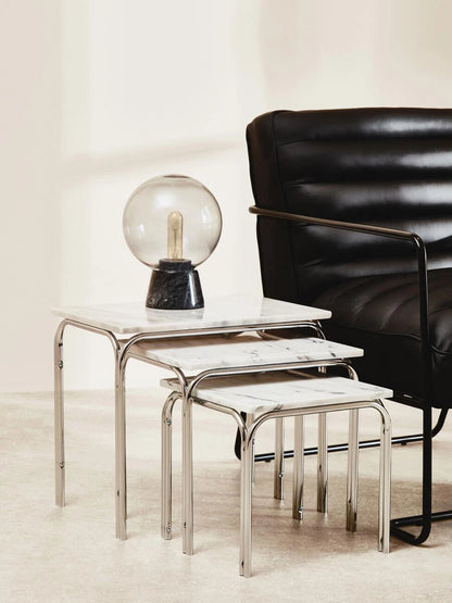 Fulton Marble Nest Of 3 Tables With Chrome Base