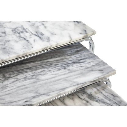 Fulton Marble Nest Of 3 Tables With Chrome Base
