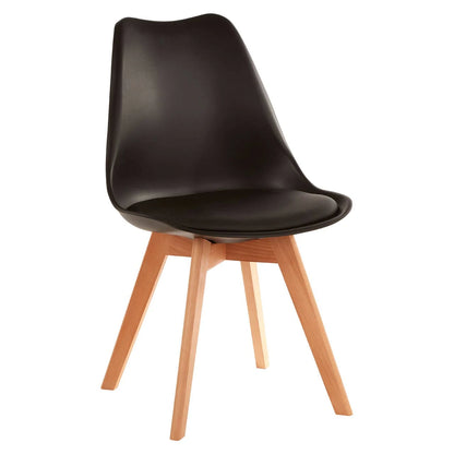 Stockholm Black Chair with Cushion and Beech Wood Legs