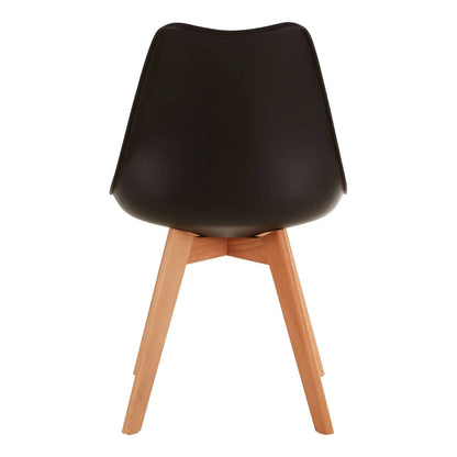 Stockholm Black Chair with Cushion and Beech Wood Legs