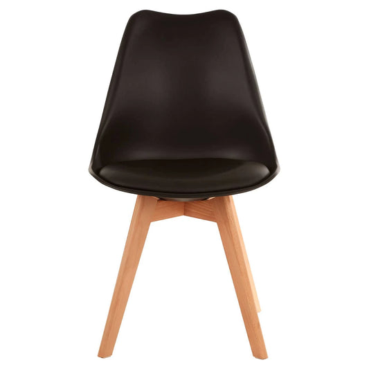 Stockholm Black Chair with Cushion and Beech Wood Legs