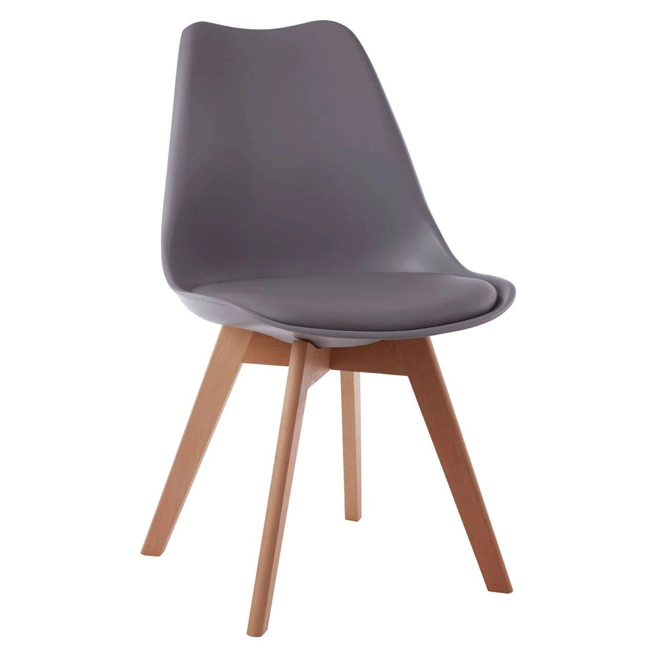 Stockholm Grey Chair With Cushion And Beech Wood Legs