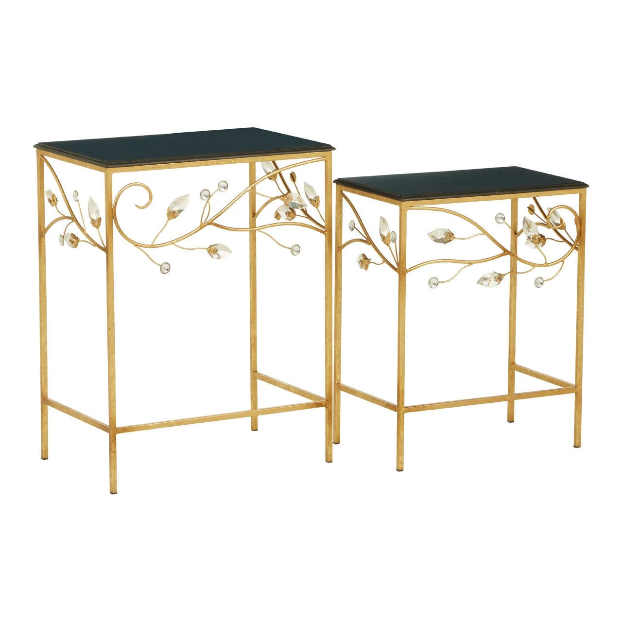Yaxi Set Of 2 Tables With Black Wooden Top