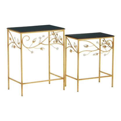 Yaxi Set Of 2 Tables With Black Wooden Top