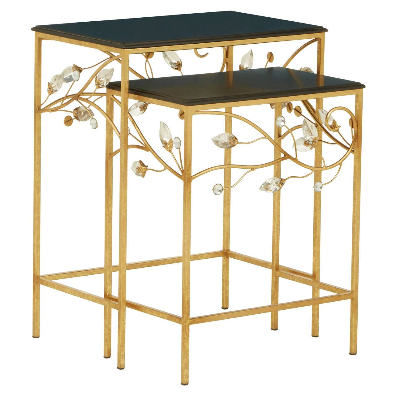 Yaxi Set Of 2 Tables With Black Wooden Top