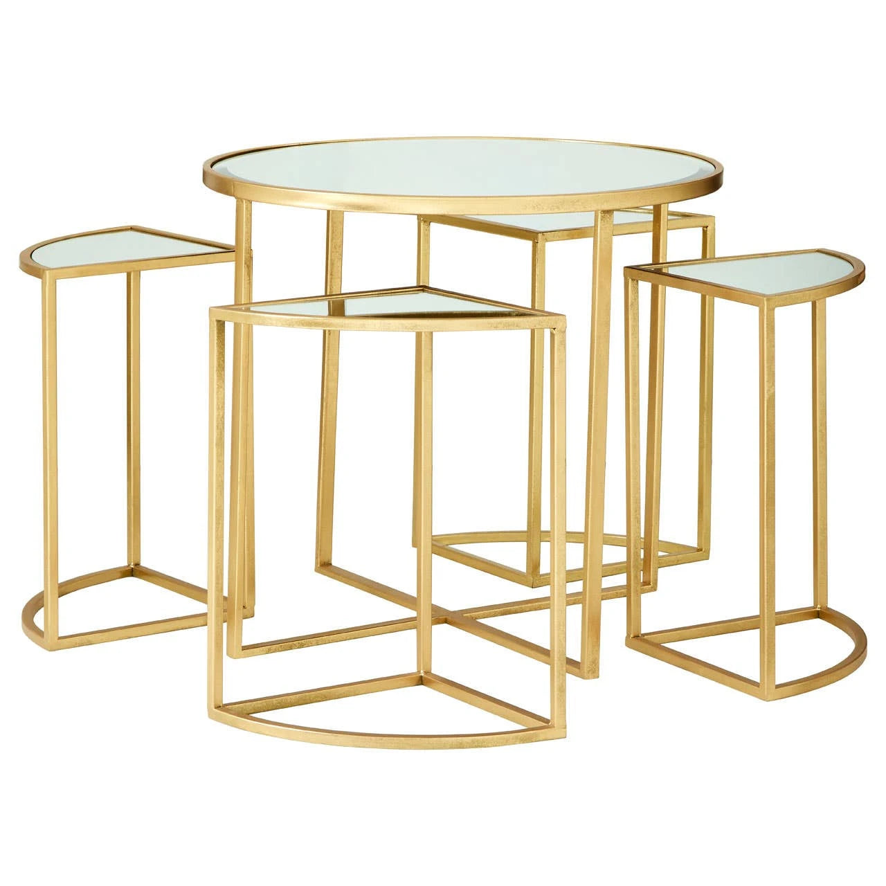 Farran Set of 5 Champagne Gold Coffee Table with Nesting Tables