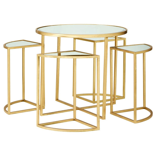Farran Set of 5 Champagne Gold Coffee Table with Nesting Tables