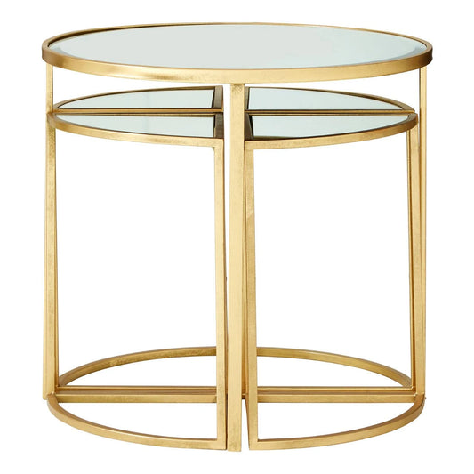 Farran Set of 5 Champagne Gold Coffee Table with Nesting Tables
