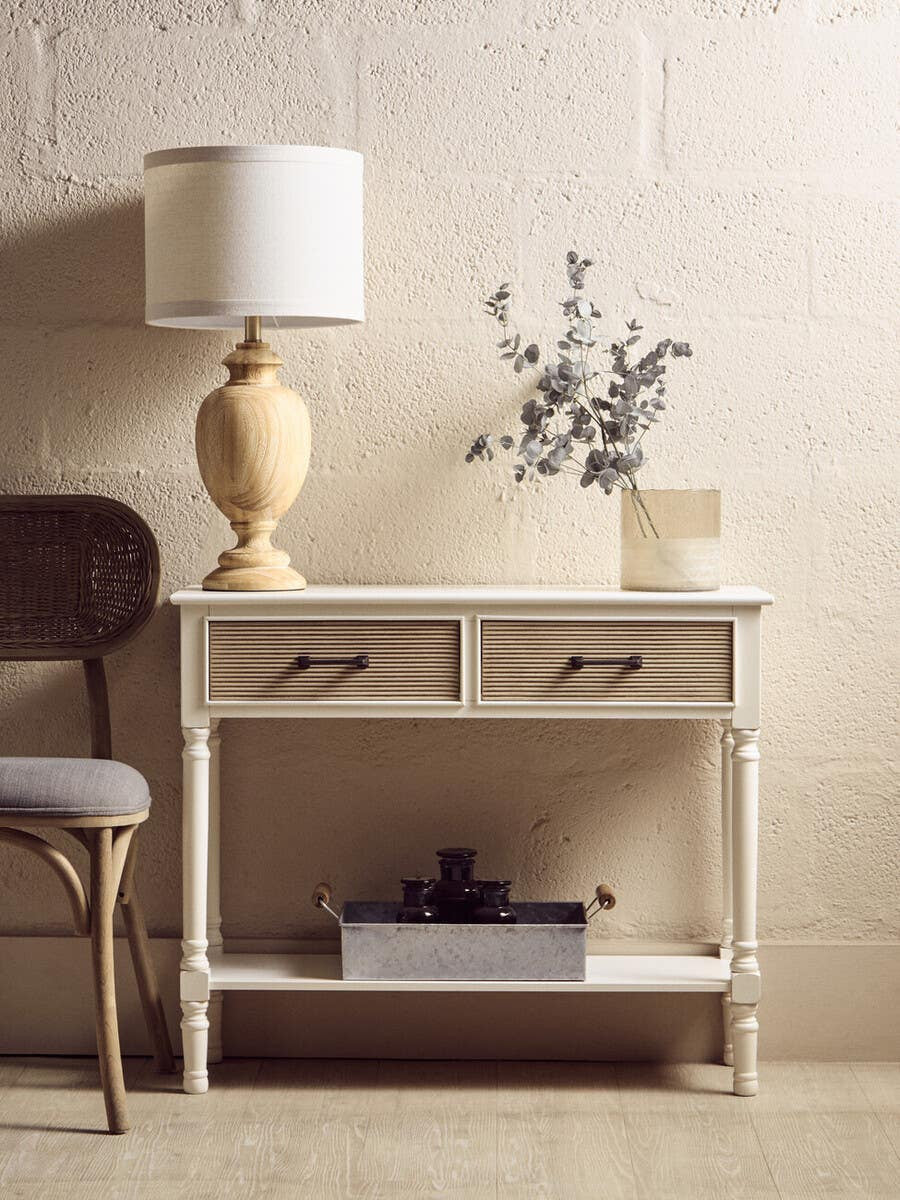 Heritage 2 Drawers White Console Table