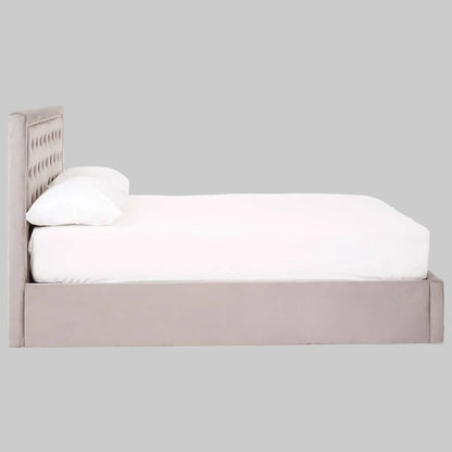 Hannah Grey Velvet Ottoman Bed Double