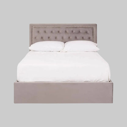 Hannah Grey Velvet Ottoman Bed Double
