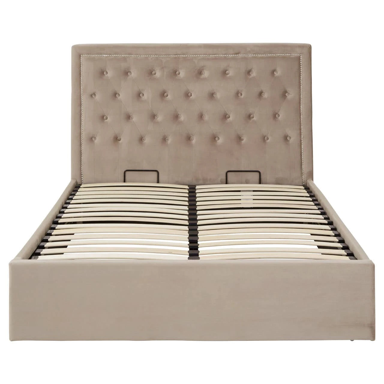 Hannah Mink Velvet Ottoman Double Bed