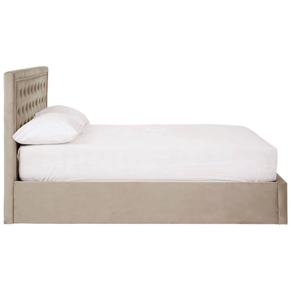 Hannah Mink Velvet Ottoman Double Bed