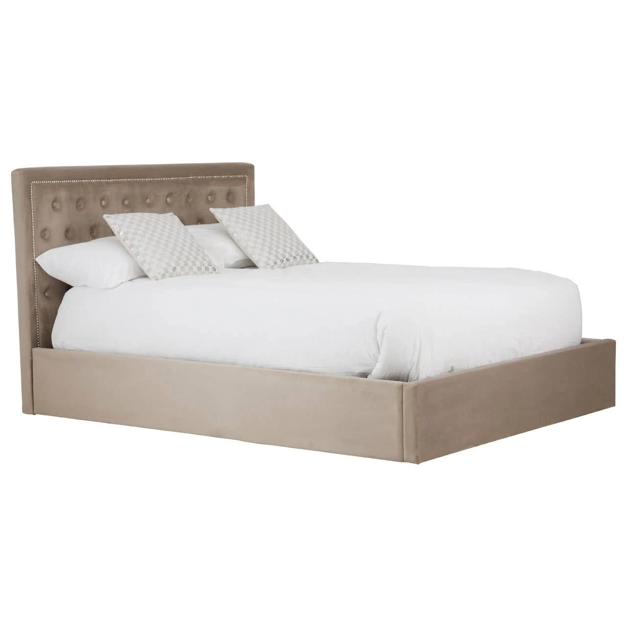 Hannah Mink Velvet Ottoman King Bed