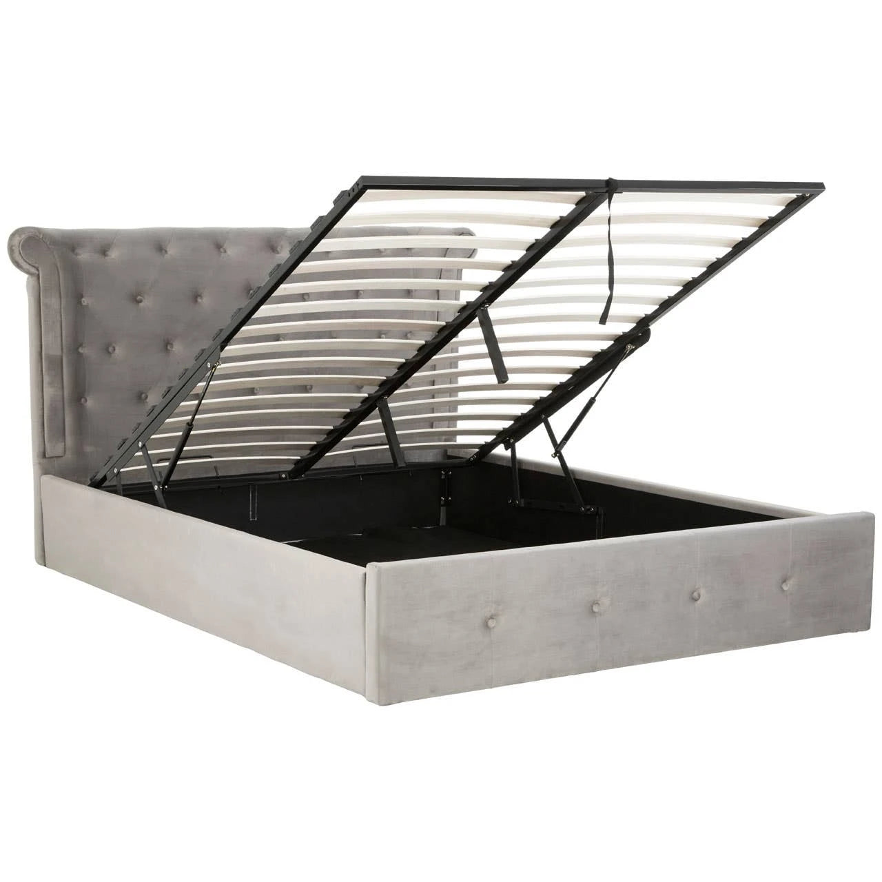 Edison Grey Brushed Velvet Ottoman King Bed