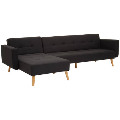 Hansa Hagen Black Linen Corner Sofa Bed