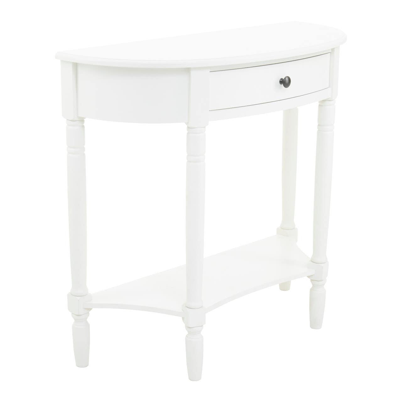 Heritage White Pine Wood Half Moon Console Table with 1 Drawer