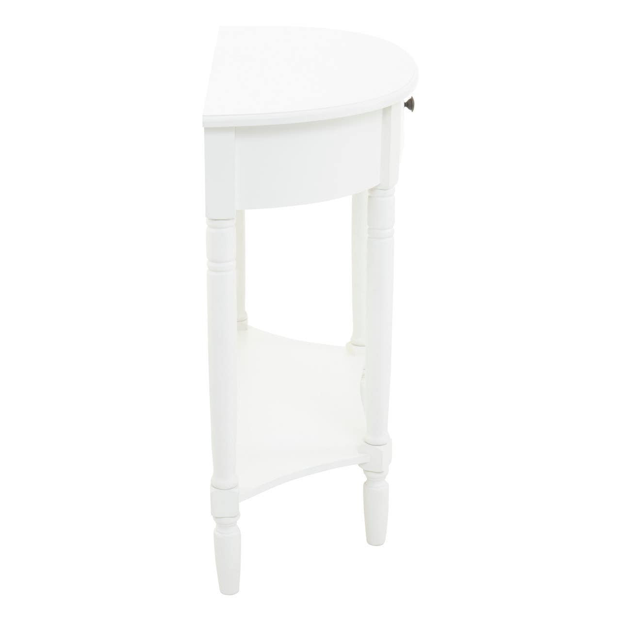 Heritage White Pine Wood Half Moon Console Table with 1 Drawer