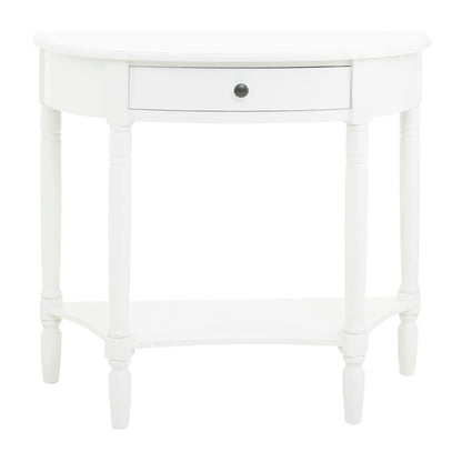 Heritage White Pine Wood Half Moon Console Table with 1 Drawer