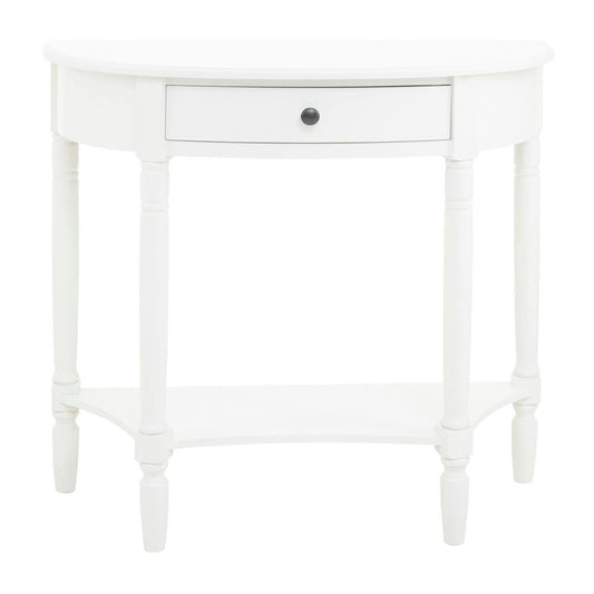 Heritage White Pine Wood Half Moon Console Table with 1 Drawer