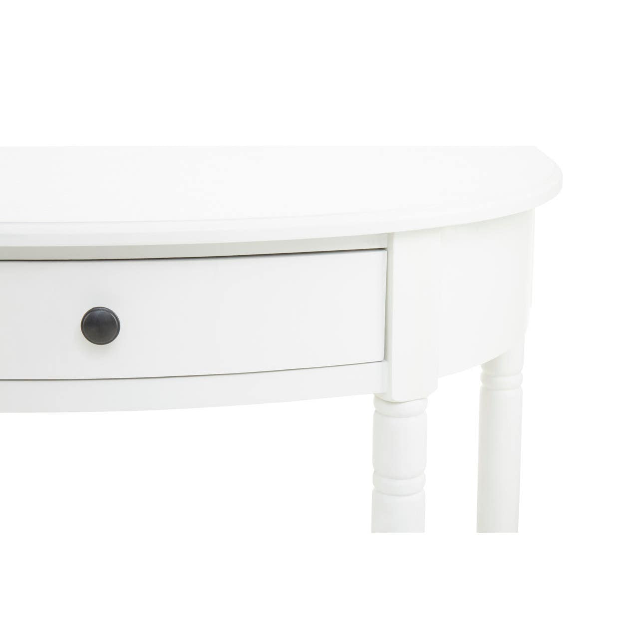Heritage White Pine Wood Half Moon Console Table with 1 Drawer