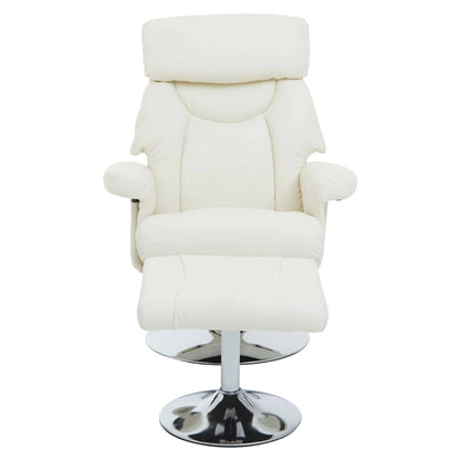 Denton Ivory Leather Effect Reclining Chair And Footstool