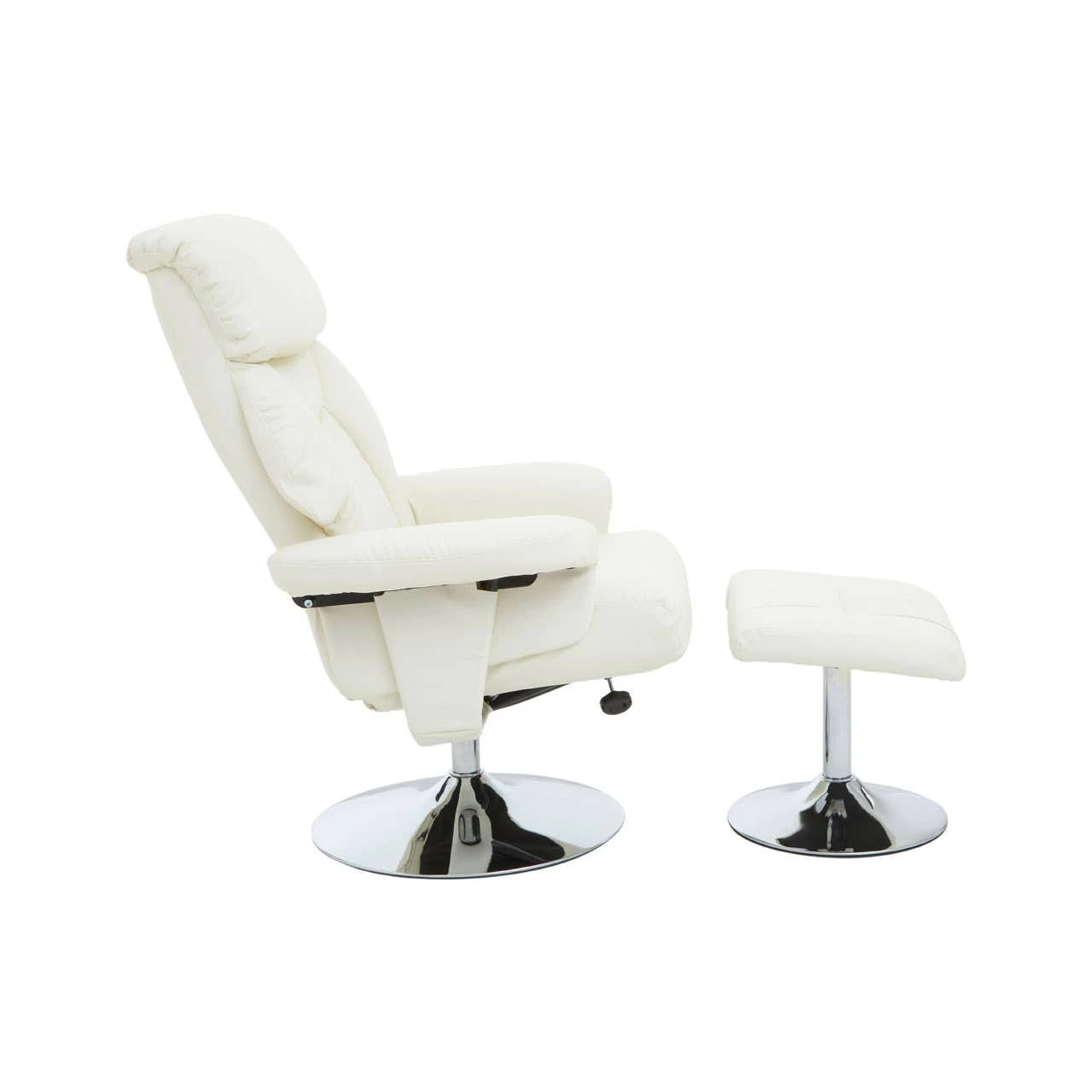 Denton Ivory Leather Effect Reclining Chair And Footstool