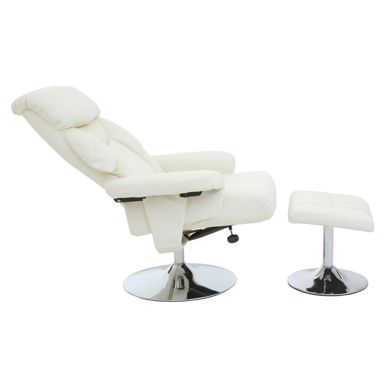 Denton Ivory Leather Effect Reclining Chair And Footstool