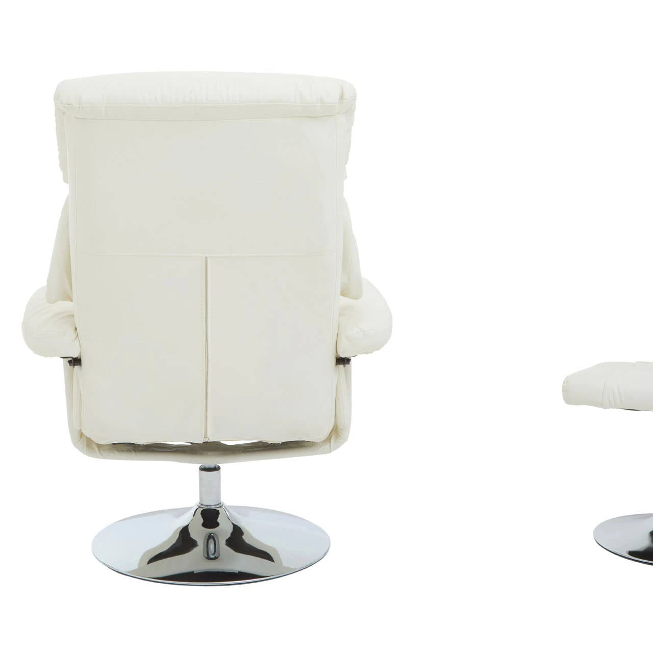 Denton Ivory Leather Effect Reclining Chair And Footstool