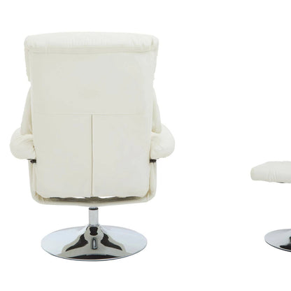 Denton Ivory Leather Effect Reclining Chair And Footstool