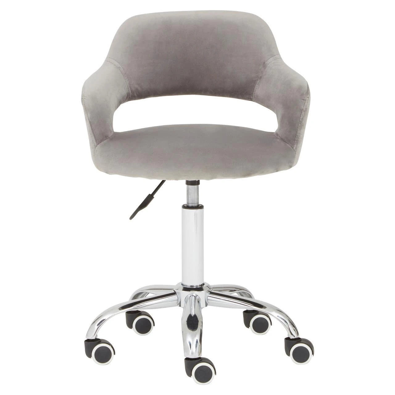 Fionna Grey Velvet Home Office Chair with Curved Back