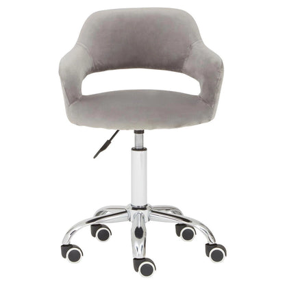 Fionna Grey Velvet Home Office Chair with Curved Back