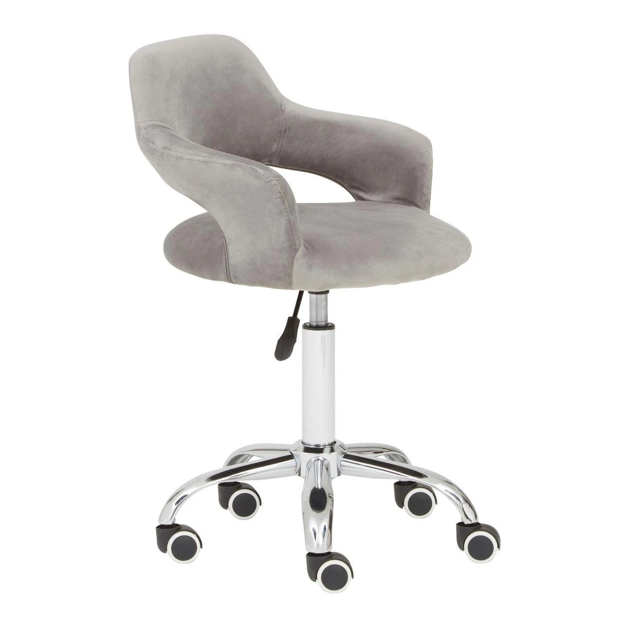 Fionna Grey Velvet Home Office Chair with Curved Back