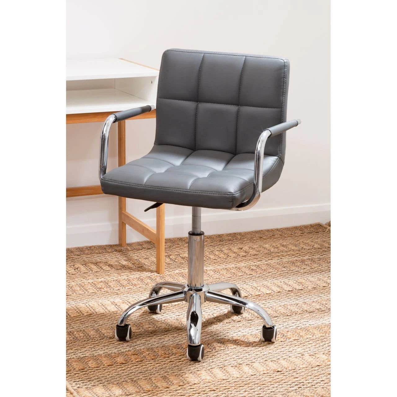 Finn Grey Home Office Chair with Swivel Base