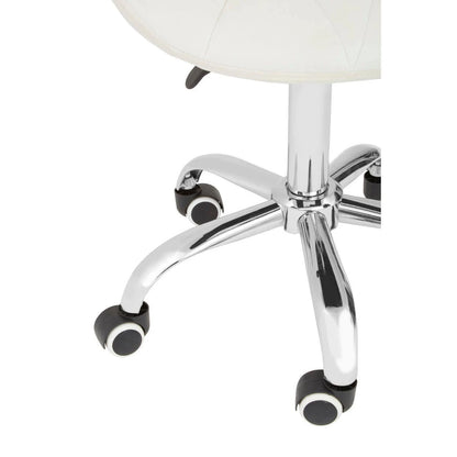 Franki White Velvet Quilted Home Office Chair
