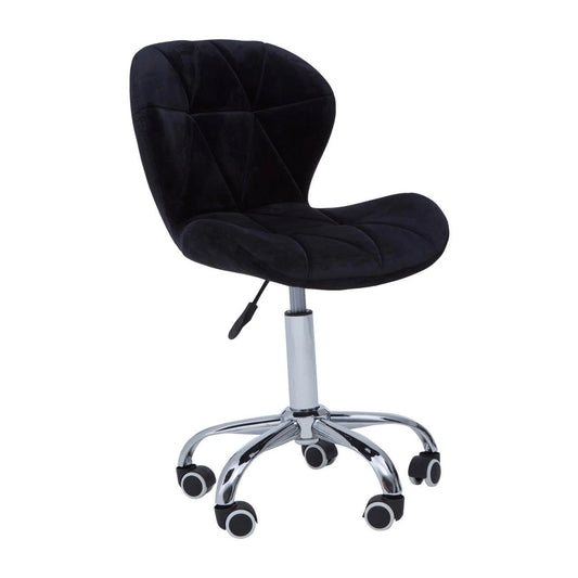 Franki Black Velvet Quilted Home Office Chair