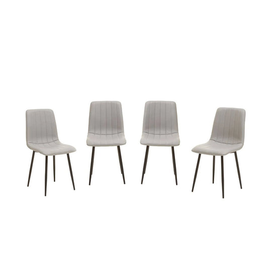 Tiana Set of 4 Light Grey Leather Effect Dining Chairs