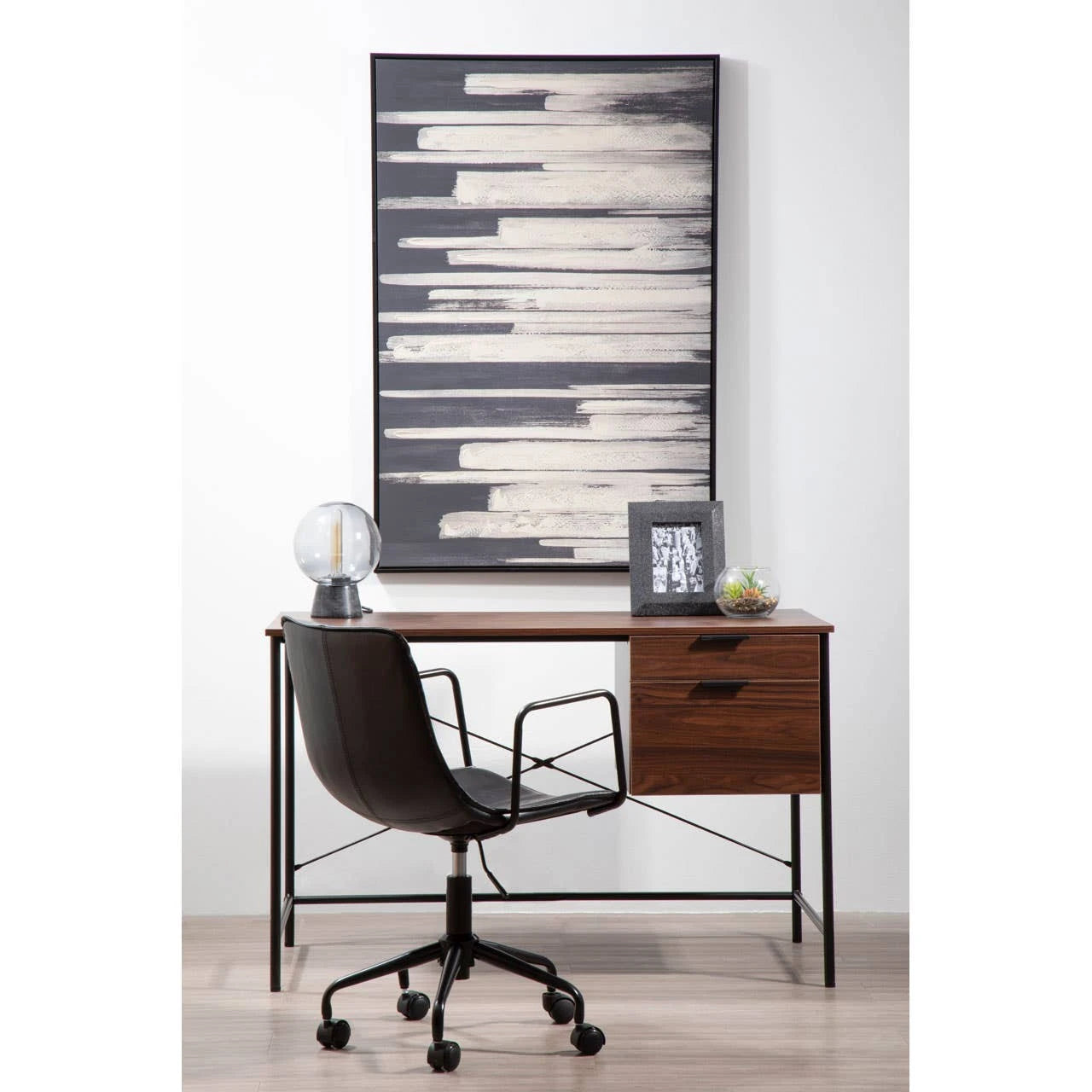 Bradbury Dark Walnut Veneer Desk With Drawers