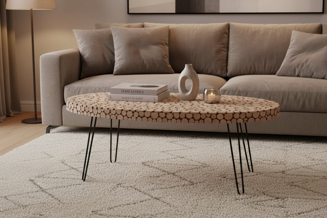 Lacuna Fir Wood Oval Coffee Table