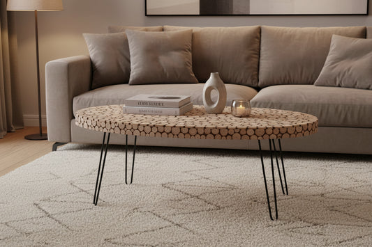 Lacuna Fir Wood Oval Coffee Table