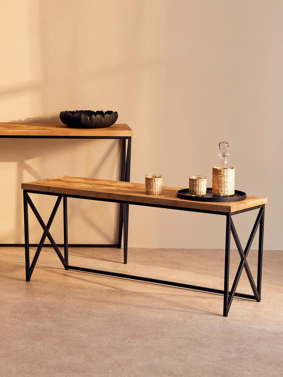 Kickford Parquet Fir Wood Coffee Table