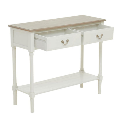 Heritage 2 Drawers White Rectangular Console Table