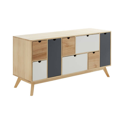 Watson Tri Colour Chest of 6 Drawers and 2 Doors Cabinet