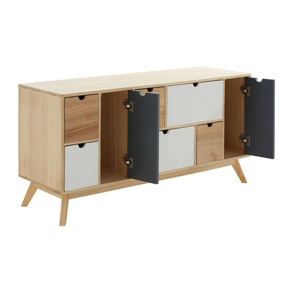 Watson Tri Colour Chest of 6 Drawers and 2 Doors Cabinet