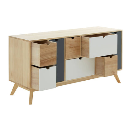 Watson Tri Colour Chest of 6 Drawers and 2 Doors Cabinet