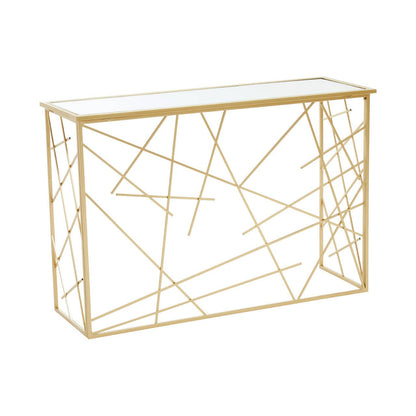 Farran Gold Finish Console Table With Mirror Top