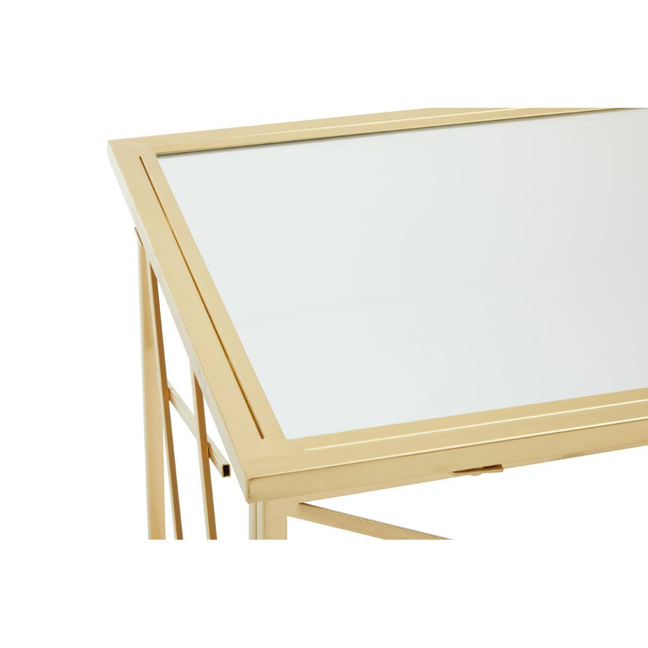 Farran Gold Finish Console Table With Mirror Top