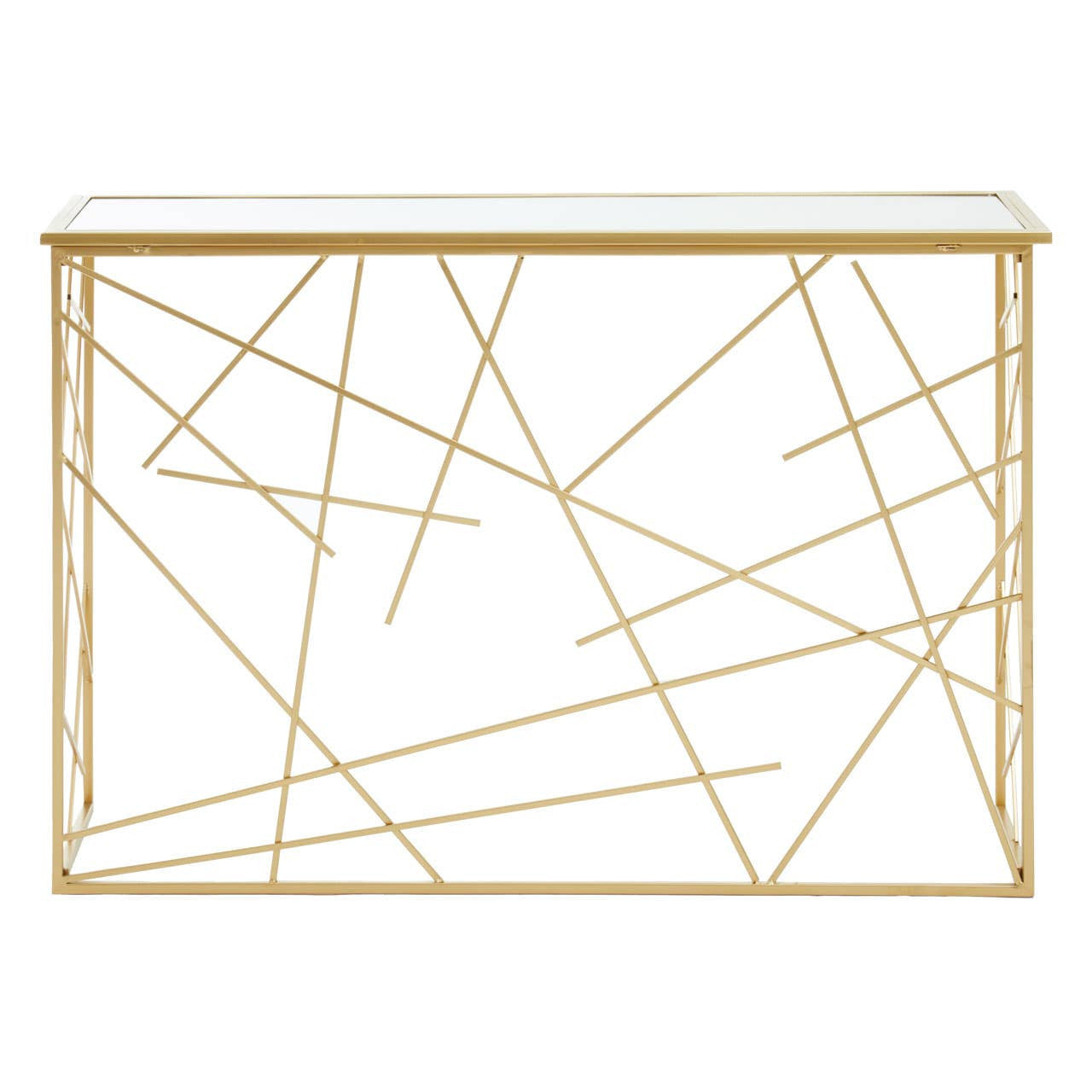 Farran Gold Finish Console Table With Mirror Top